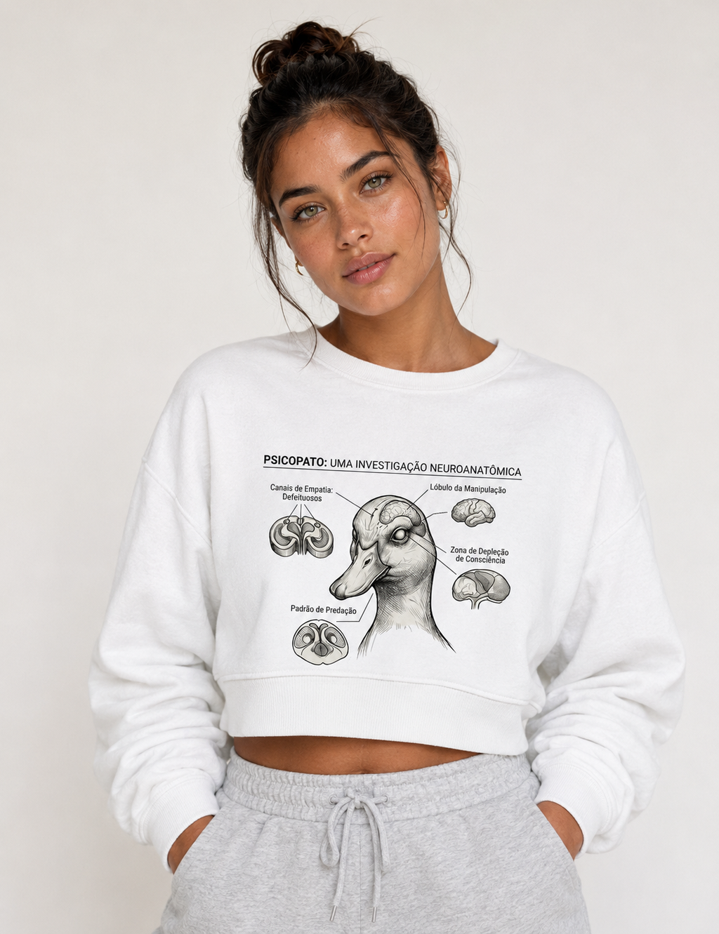 Cropped Moletom Psicopatologia Forense - O Psicopato | Ilustração Neuroanatômica