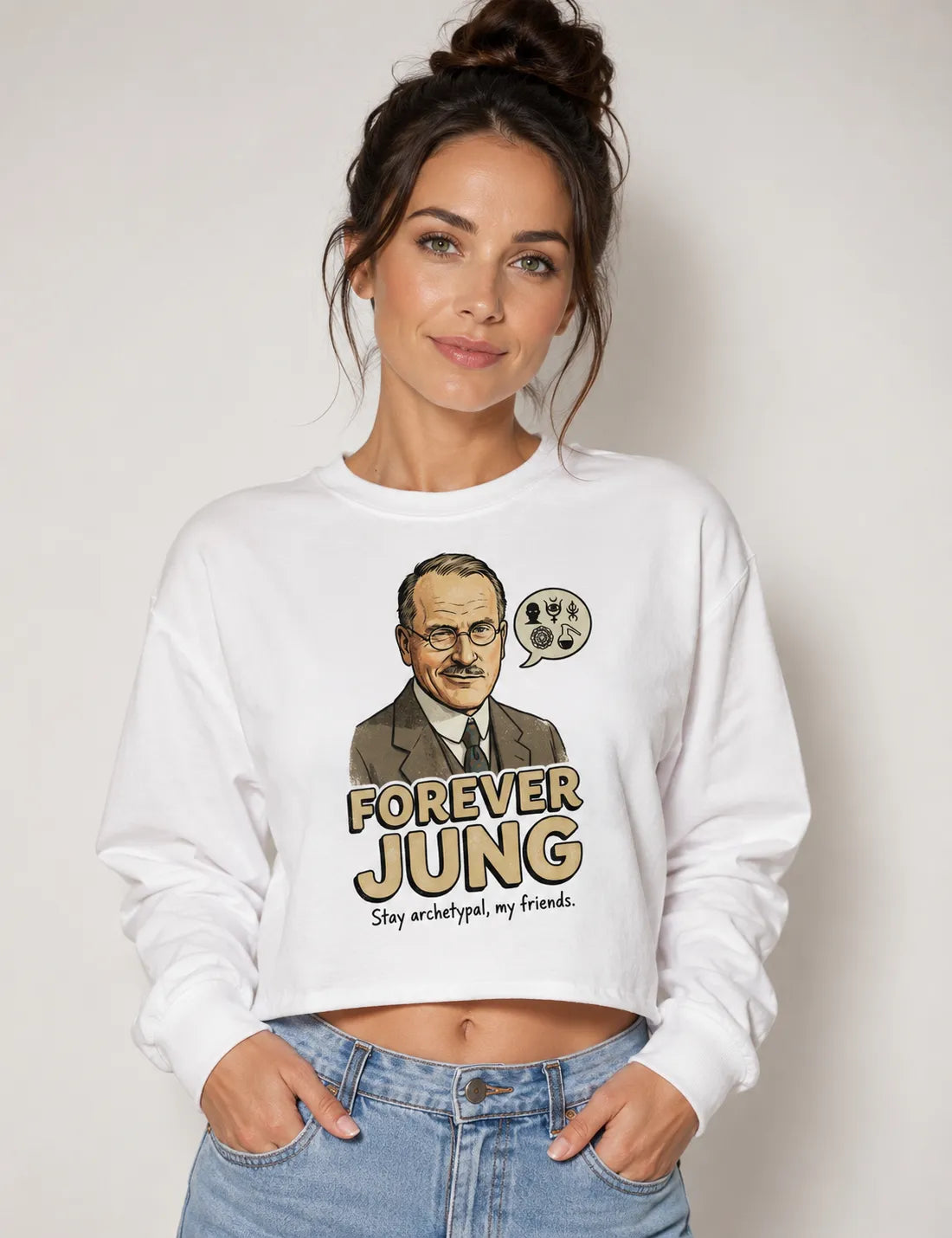 Cropped Moletom Psicanalítica Carl Jung - Forever Jung (Archetypal) | Pop Art Vintage