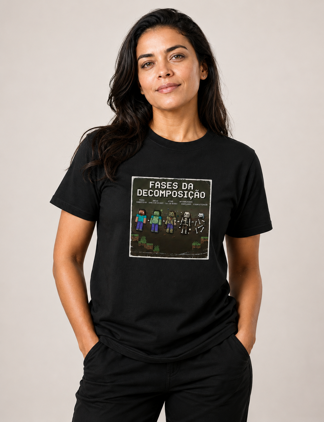 Camiseta Fases da Decomposição 8-Bits | Gamer Forense