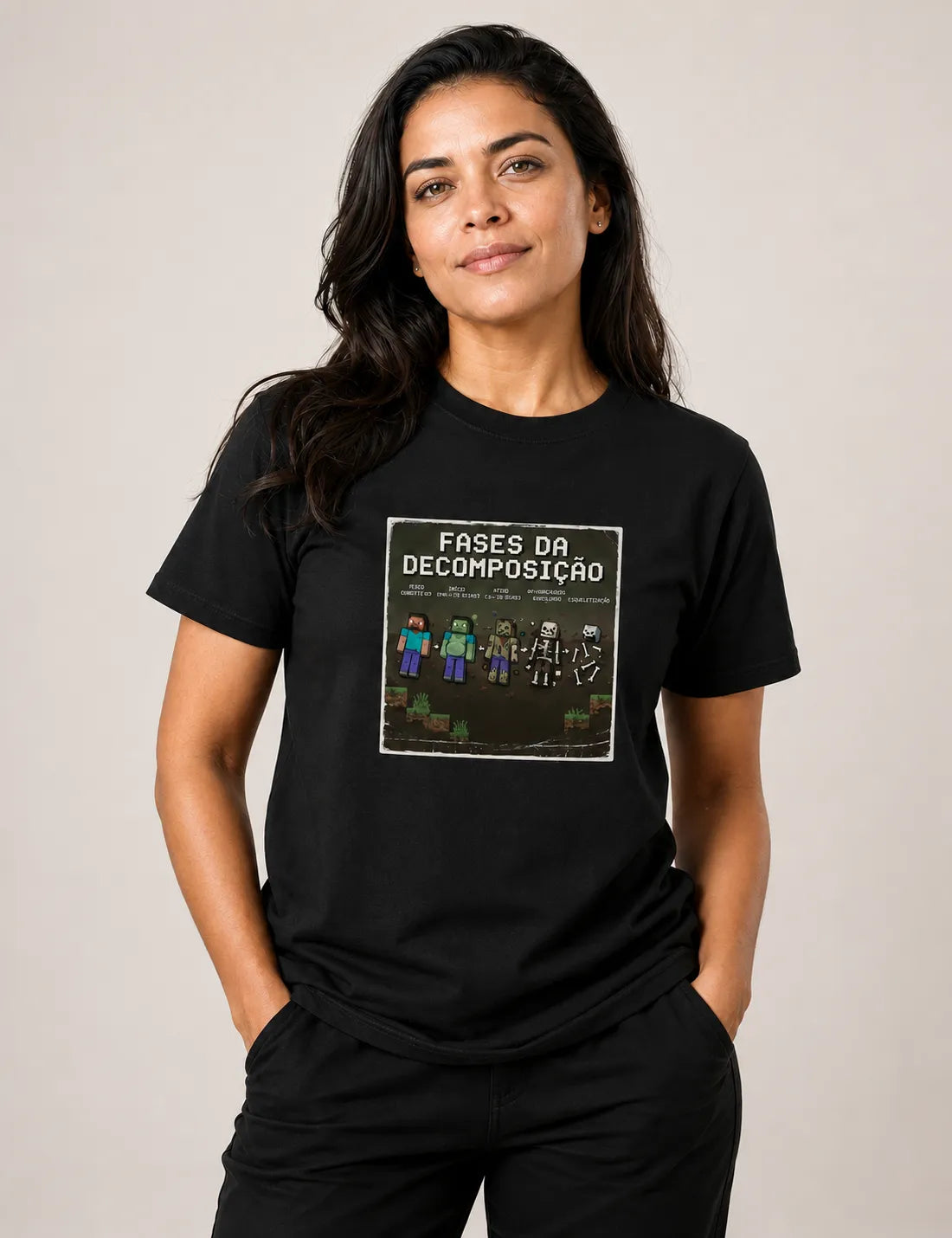 Camiseta Fases da Decomposição 8-Bits | Gamer Forense