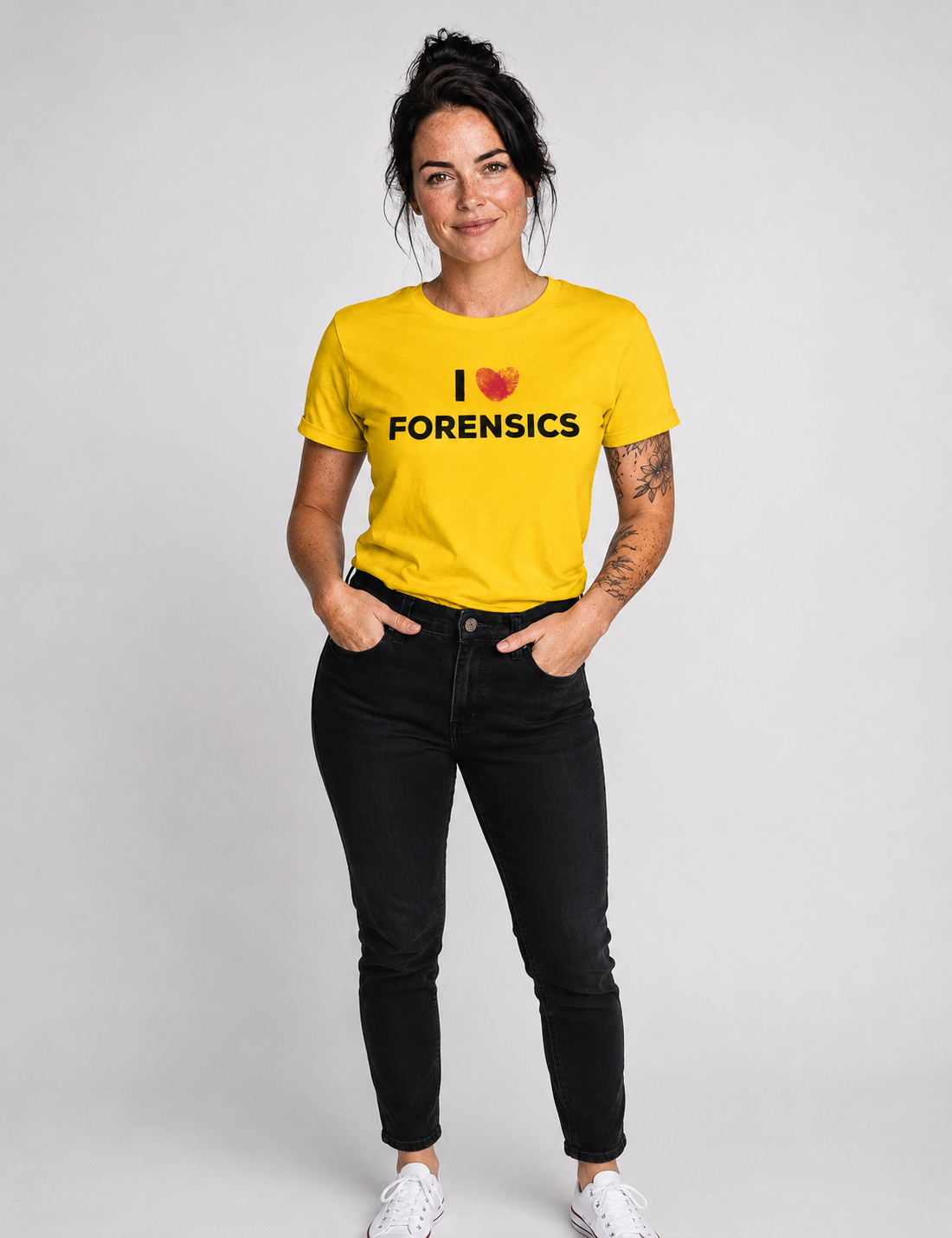 Camiseta Perícia Criminal - I Love Forensics (Coração Papiloscópico) | True Crime