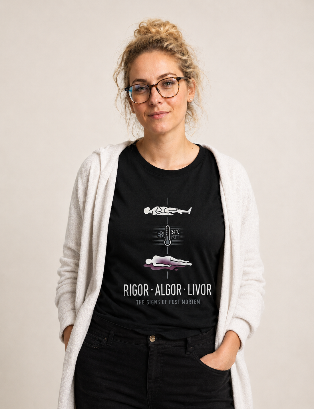 Camiseta Tríade Post Mortem (Rigor, Algor, Livor) | Coleção Forense