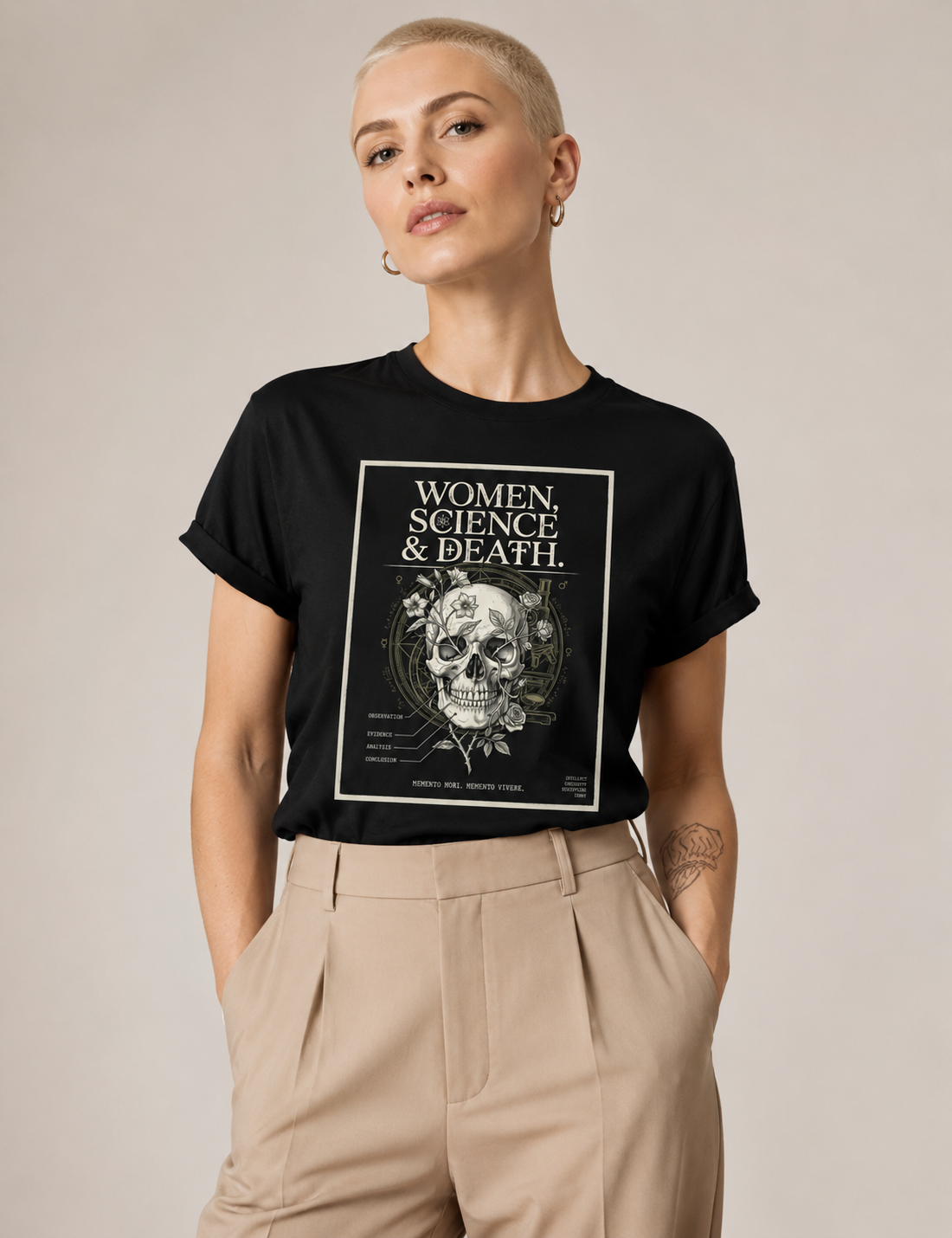 Camiseta Gótica Científica "Women, Science & Death" | Memento Mori