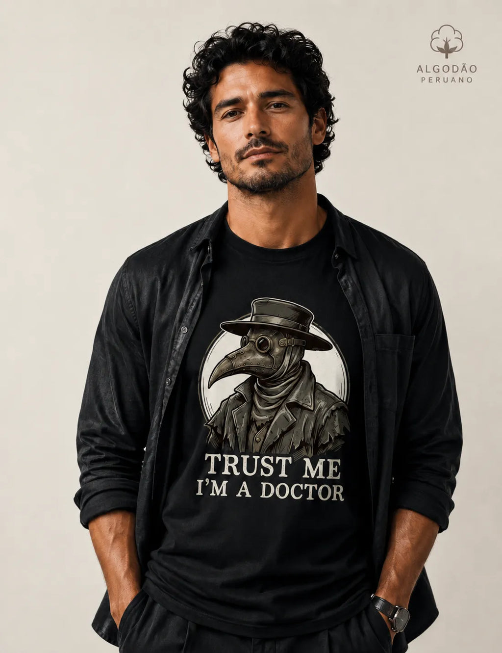 Camiseta Algodão Peruano Medicina Legal "Plague Doctor" | O Último Diagnóstico
