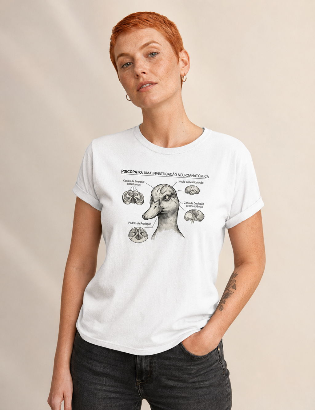 Camiseta Psicopatologia Forense - O Psicopato | Ilustração Neuroanatômica