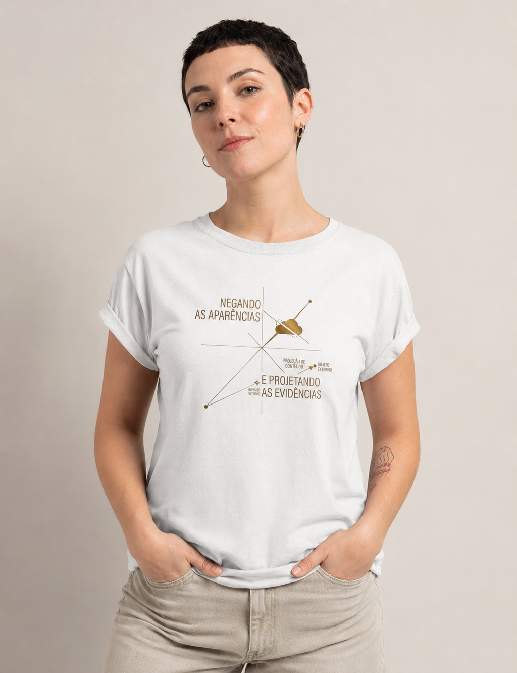 Camiseta Psicanálise Anna Freud - Mecanismos de Defesa (Negação e Projeção) | Diagrama Minimalista