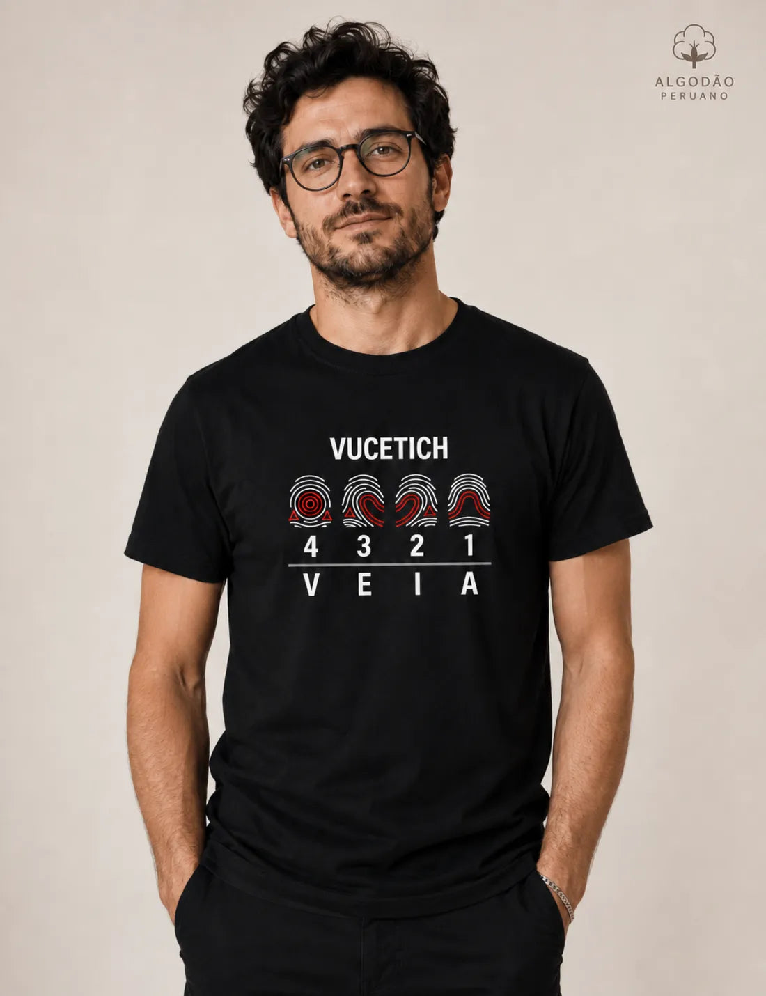 Camiseta Algodão Peruano Papiloscopia "Vucetich" | Perícia na VEIA