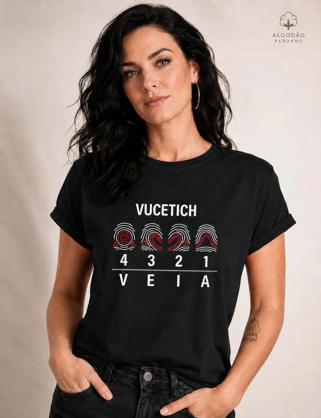 Camiseta Algodão Peruano Papiloscopia "Vucetich" | Perícia na VEIA
