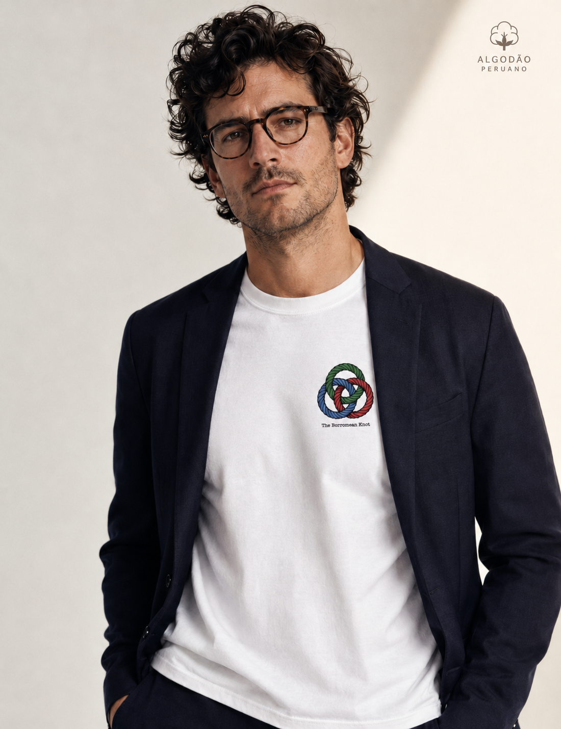 Camiseta Algodão Peruano Psicanálise Lacan - O Nó Borromeano (Topologia) | Minimalista