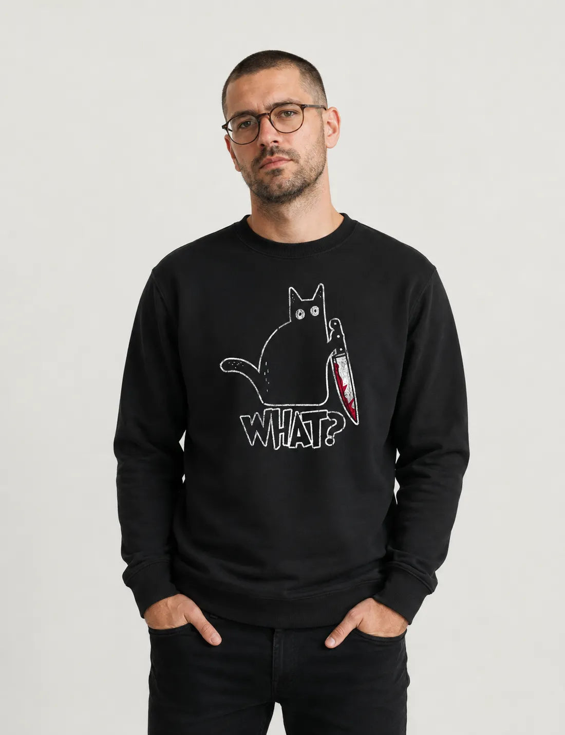 Suéter Moletom Gato "What?" | O Suspeito Sem Remorso