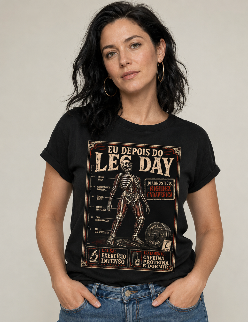 Camiseta "Diagnóstico: Rigidez Cadavérica" | O Verdadeiro Pós Leg Day