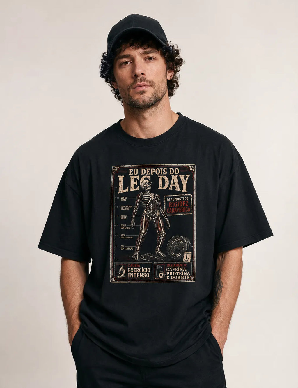 Camiseta Oversized "Diagnóstico: Rigidez Cadavérica" | O Verdadeiro Pós Leg Day