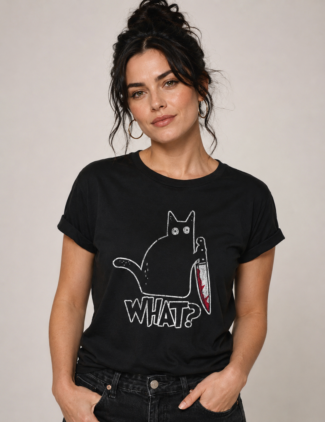 Camiseta Gato "What?" | O Suspeito Sem Remorso