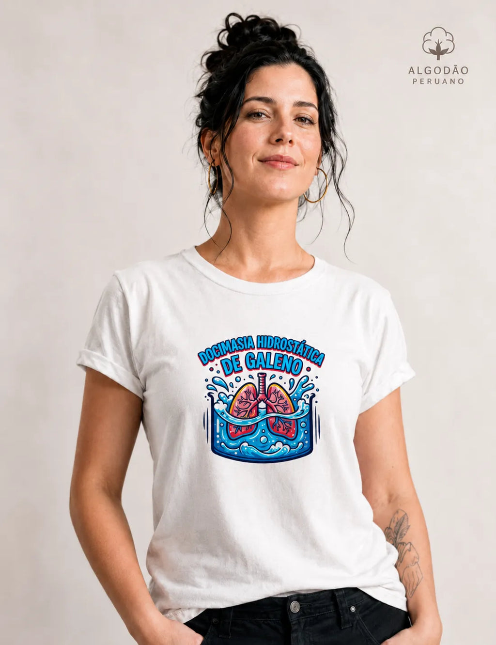 Camiseta Algodão Peruano Medicina Legal "Docimasia de Galeno" | O Teste do Primeiro Fôlego