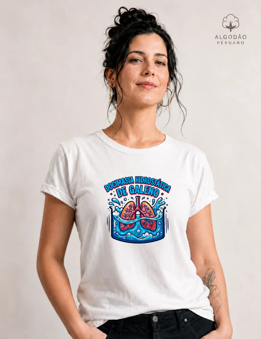 Camiseta Algodão Peruano Medicina Legal "Docimasia de Galeno" | O Teste do Primeiro Fôlego
