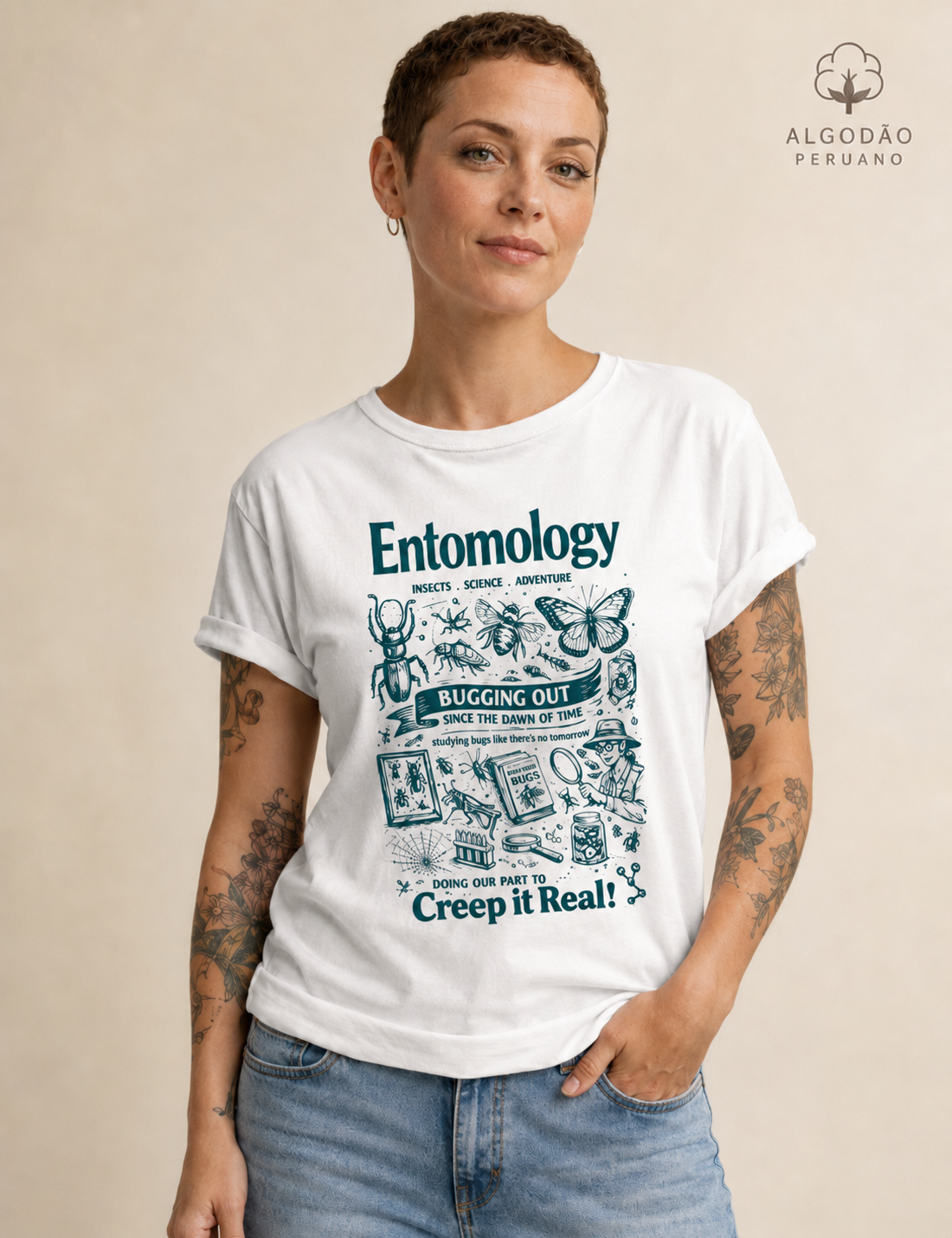 Camiseta Algodão Peruano "Entomology: Creep It Real" | A Ciência dos Insetos