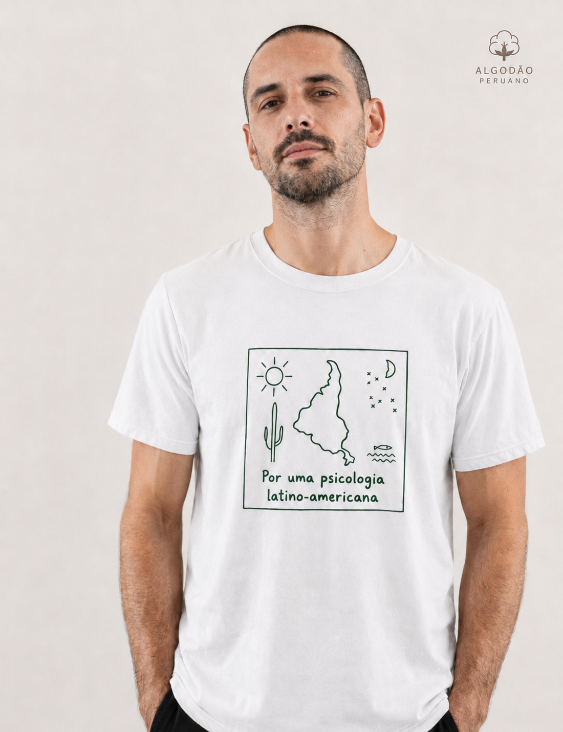Camiseta Algodão Peruano "Por uma Psicologia Latino-Americana" | O Sul é o Nosso Norte