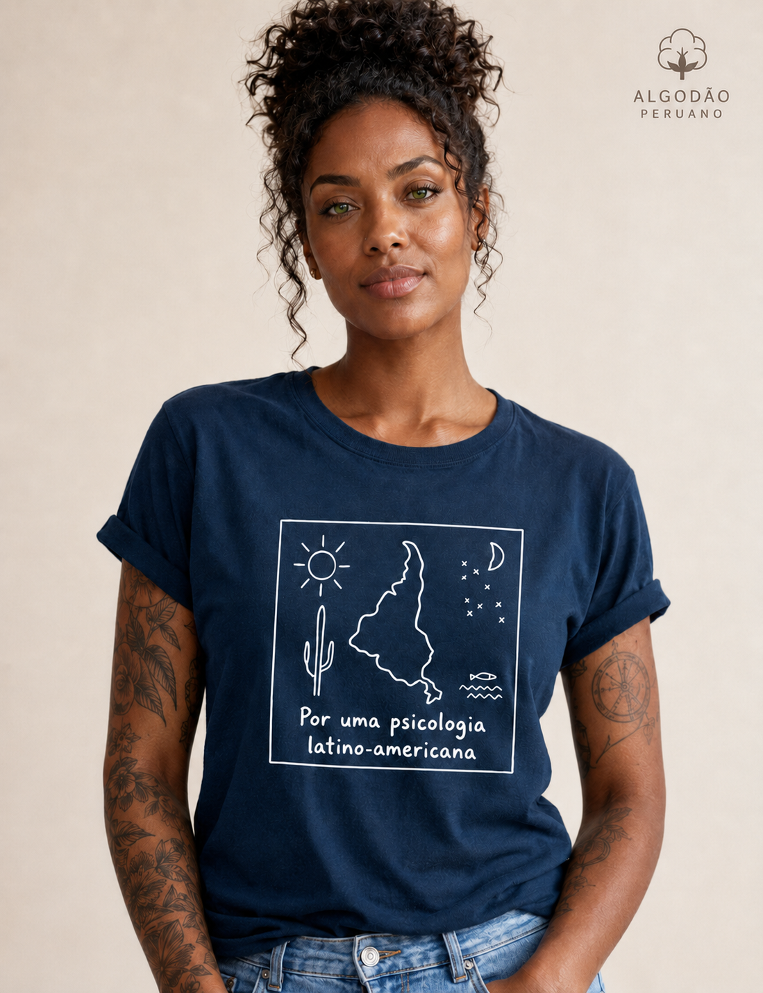Camiseta Algodão Peruano "Por uma Psicologia Latino-Americana" | O Sul é o Nosso Norte