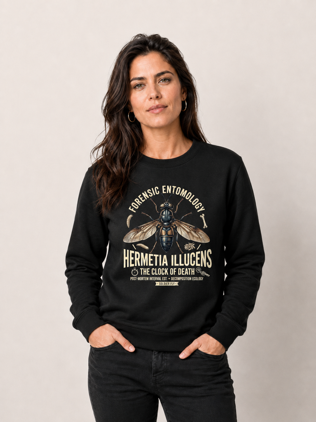 Suéter Moletom "Entomologia Forense" | O Relógio da Morte (Hermetia illucens)