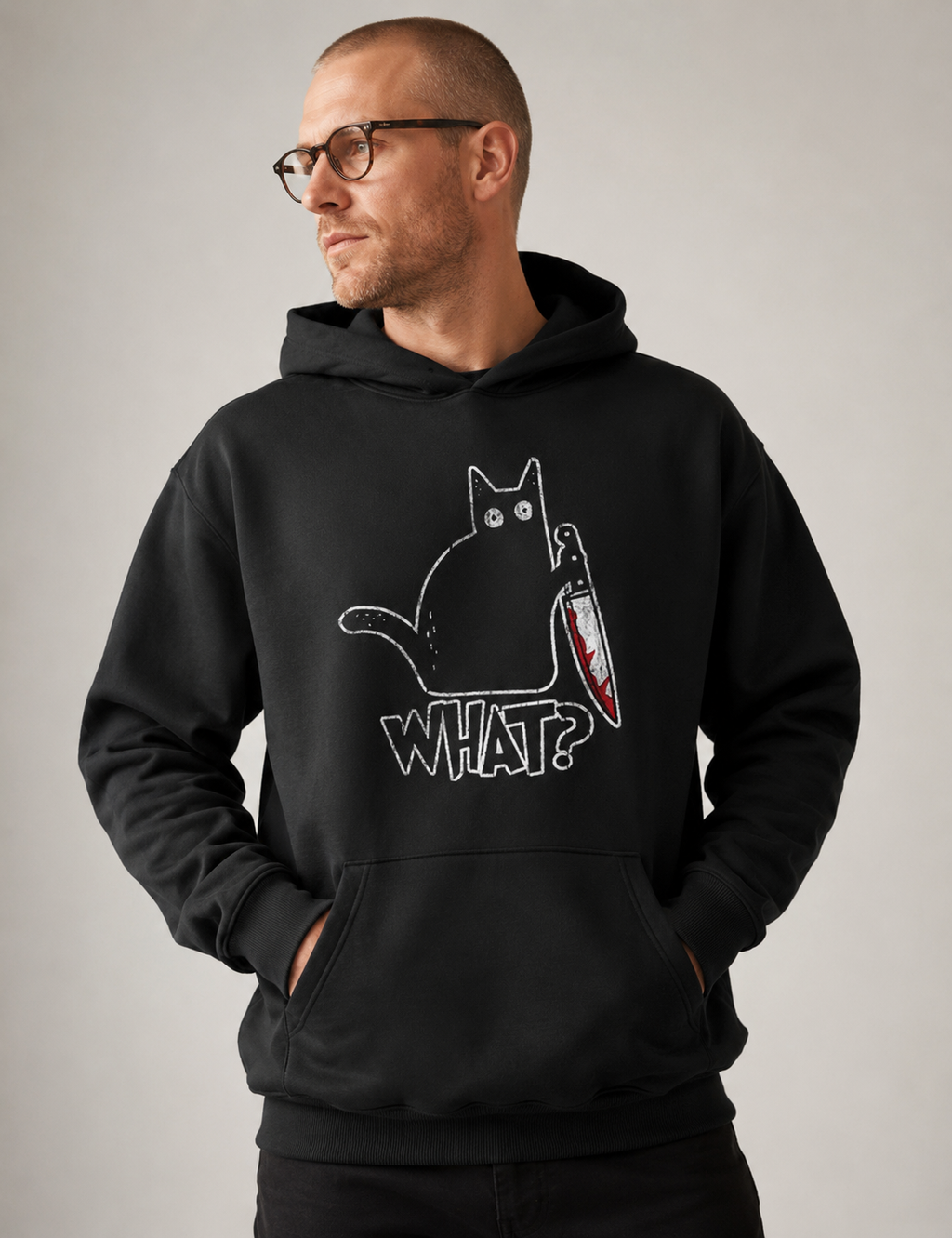 Hoodie Moletom Gato "What?" | O Suspeito Sem Remorso