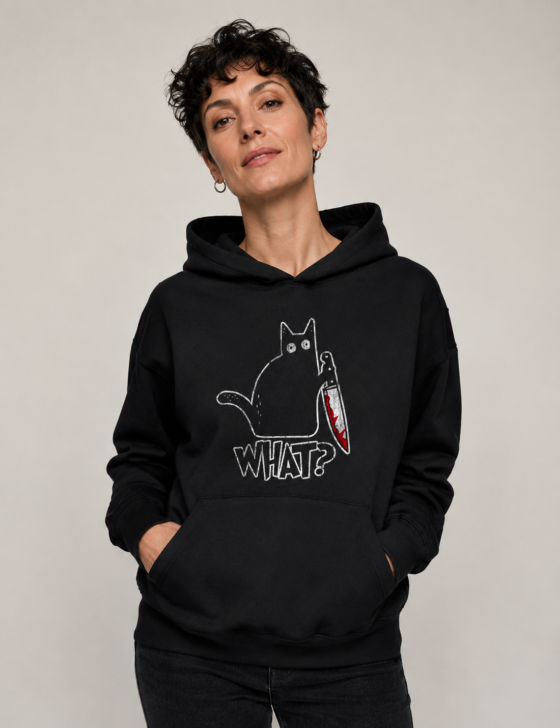Hoodie Moletom Gato "What?" | O Suspeito Sem Remorso