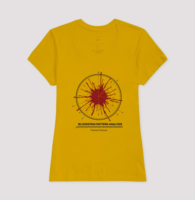 Camiseta Perícia Forense - Diagrama Direcional de Sangue (BPA) | Coleção True Crime