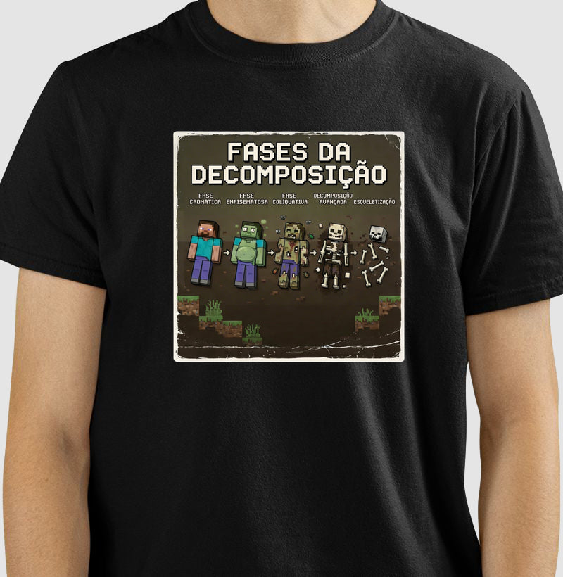 Camiseta Fases da Decomposição 8-Bits | Gamer Forense
