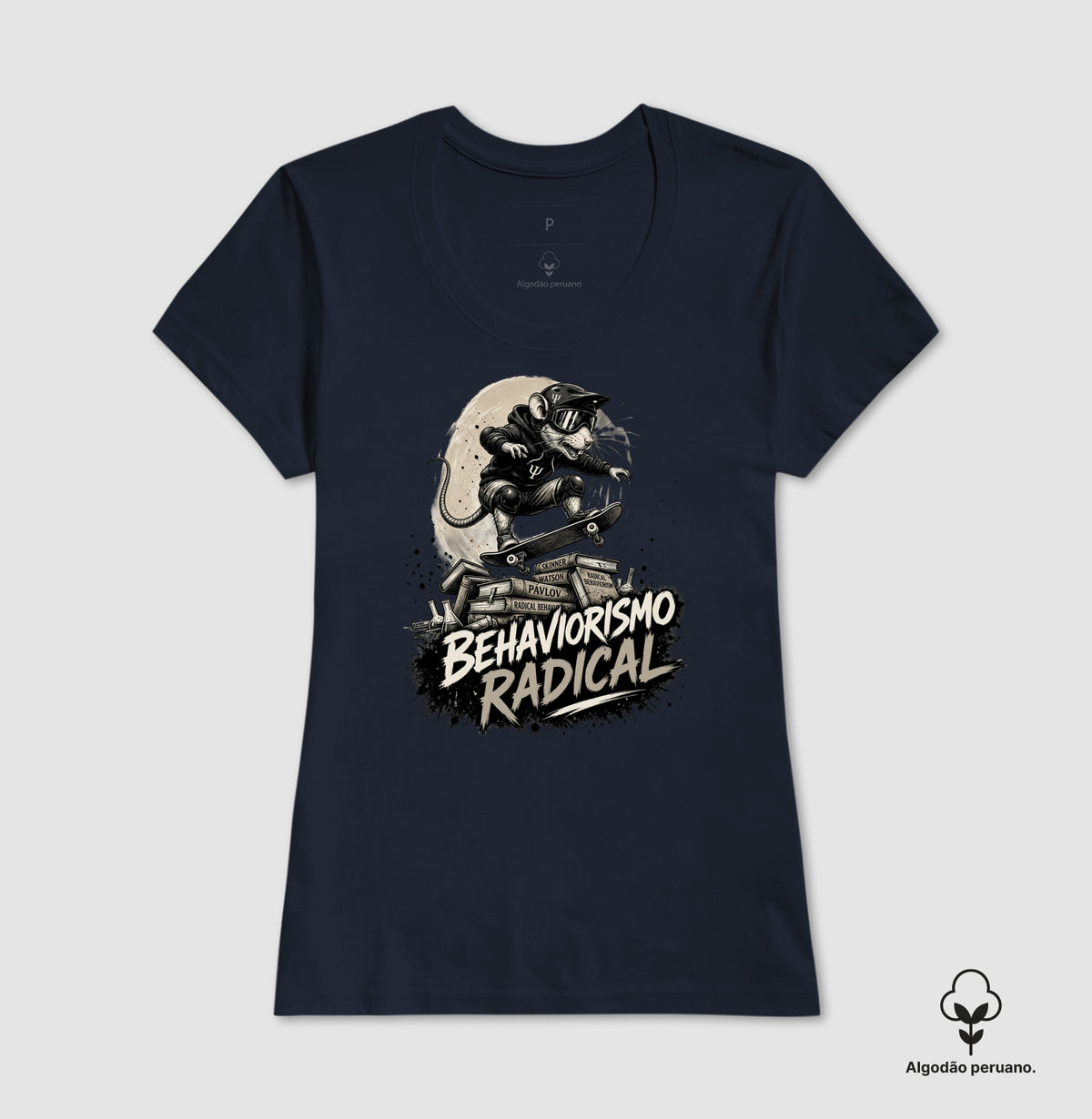 Camiseta Algodão Peruano Psicologia "Behaviorismo Radical" | Skate Rat & B.F. Skinner