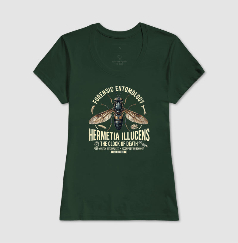Camiseta "Entomologia Forense" | O Relógio da Morte (Hermetia illucens)