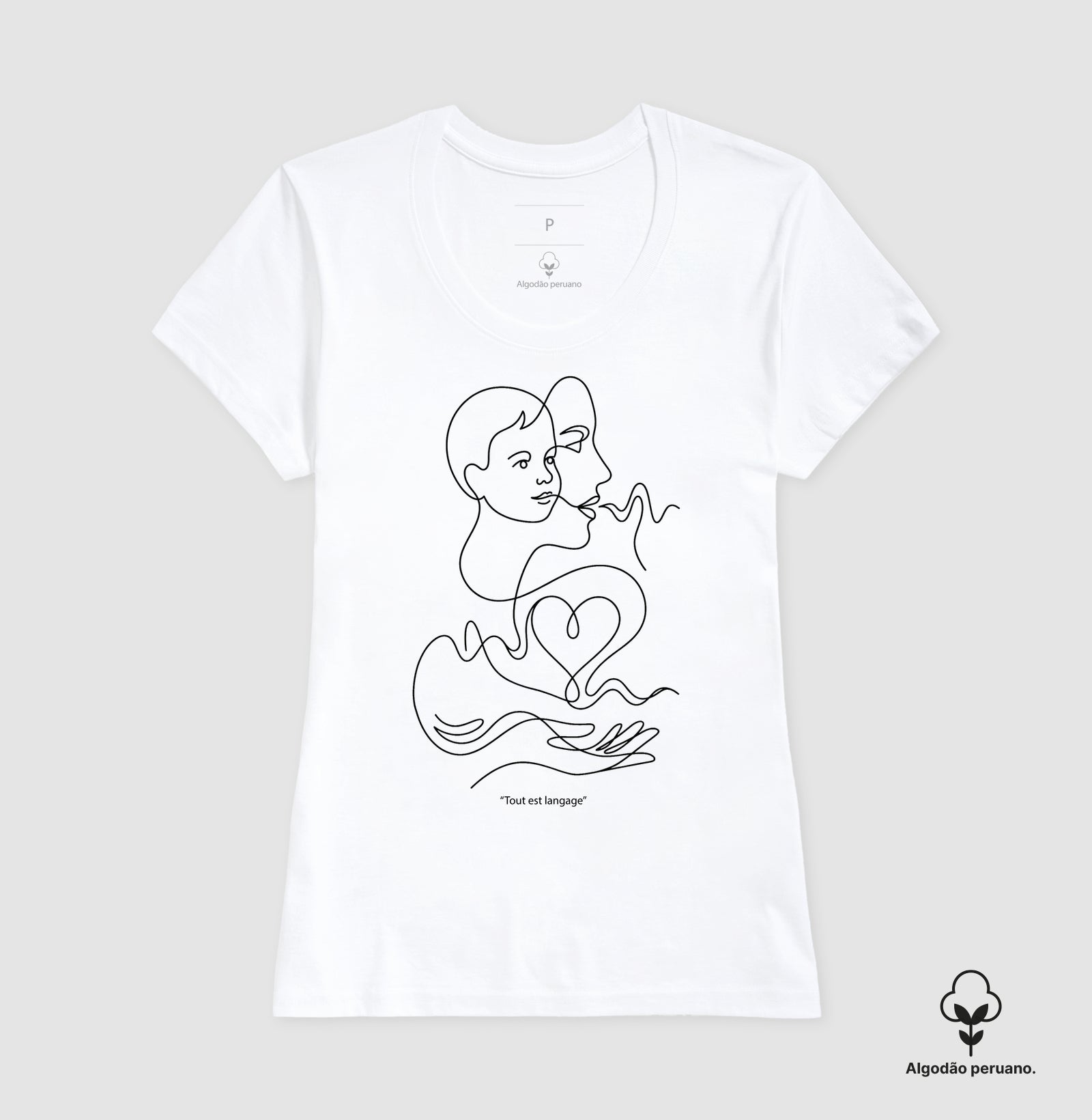 Camiseta Algodão Peruano Psicanálise Françoise Dolto - Tudo É Linguagem (Tout est langage) | Line Art Poética
