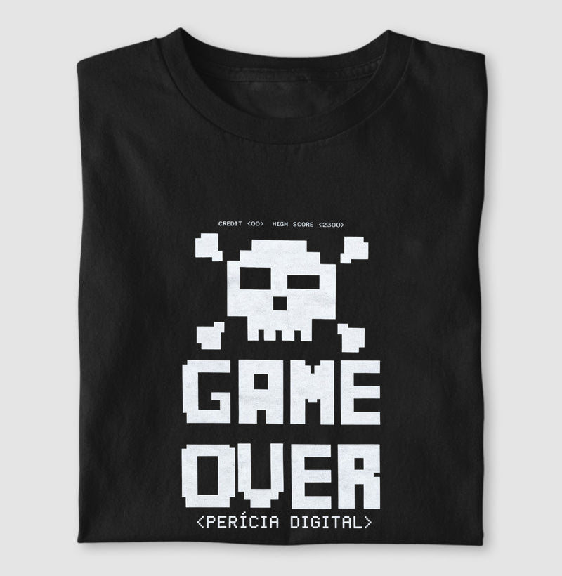 Camiseta Perícia Digital Game Over & Pixel Art Retro