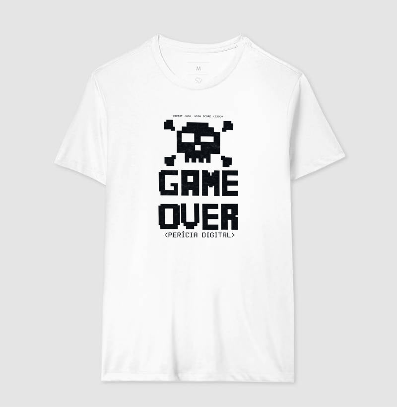 Camiseta Perícia Digital Game Over & Pixel Art Retro