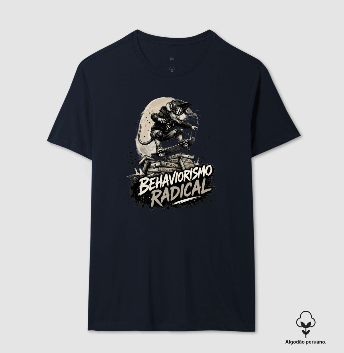 Camiseta Algodão Peruano Psicologia "Behaviorismo Radical" | Skate Rat & B.F. Skinner