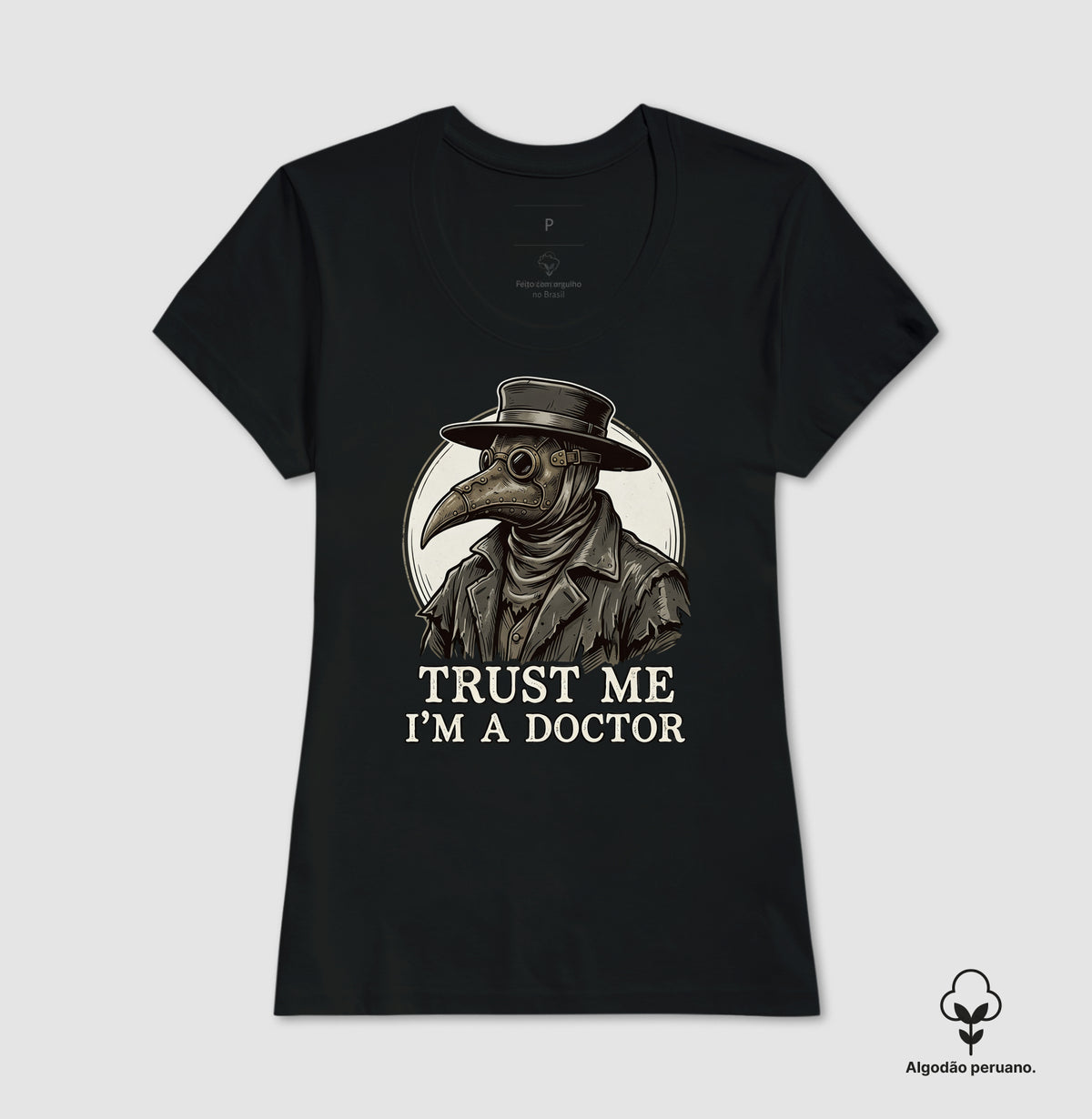 Camiseta Algodão Peruano Medicina Legal "Plague Doctor" | O Último Diagnóstico
