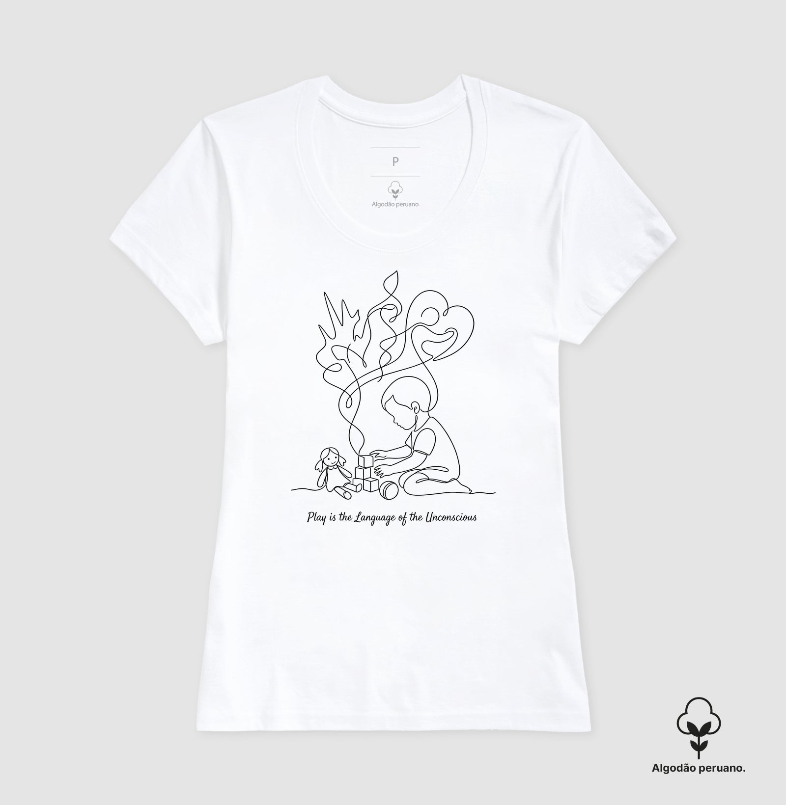 Camiseta Algodão Peruano Psicanálise Melanie Klein - A Linguagem do Brincar | Ilustração Contínua