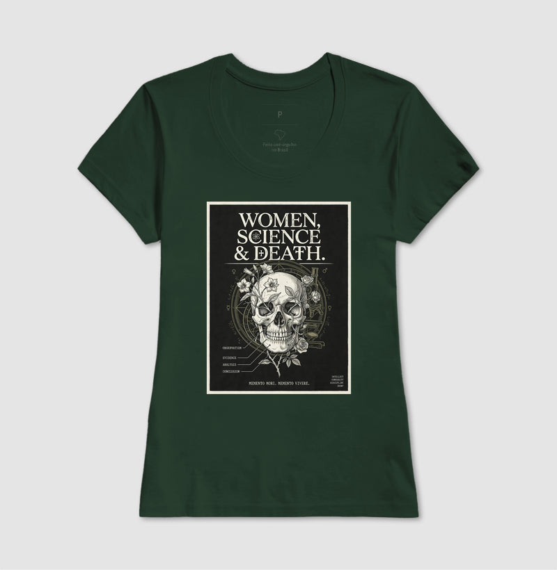 Camiseta Gótica Científica "Women, Science & Death" | Memento Mori