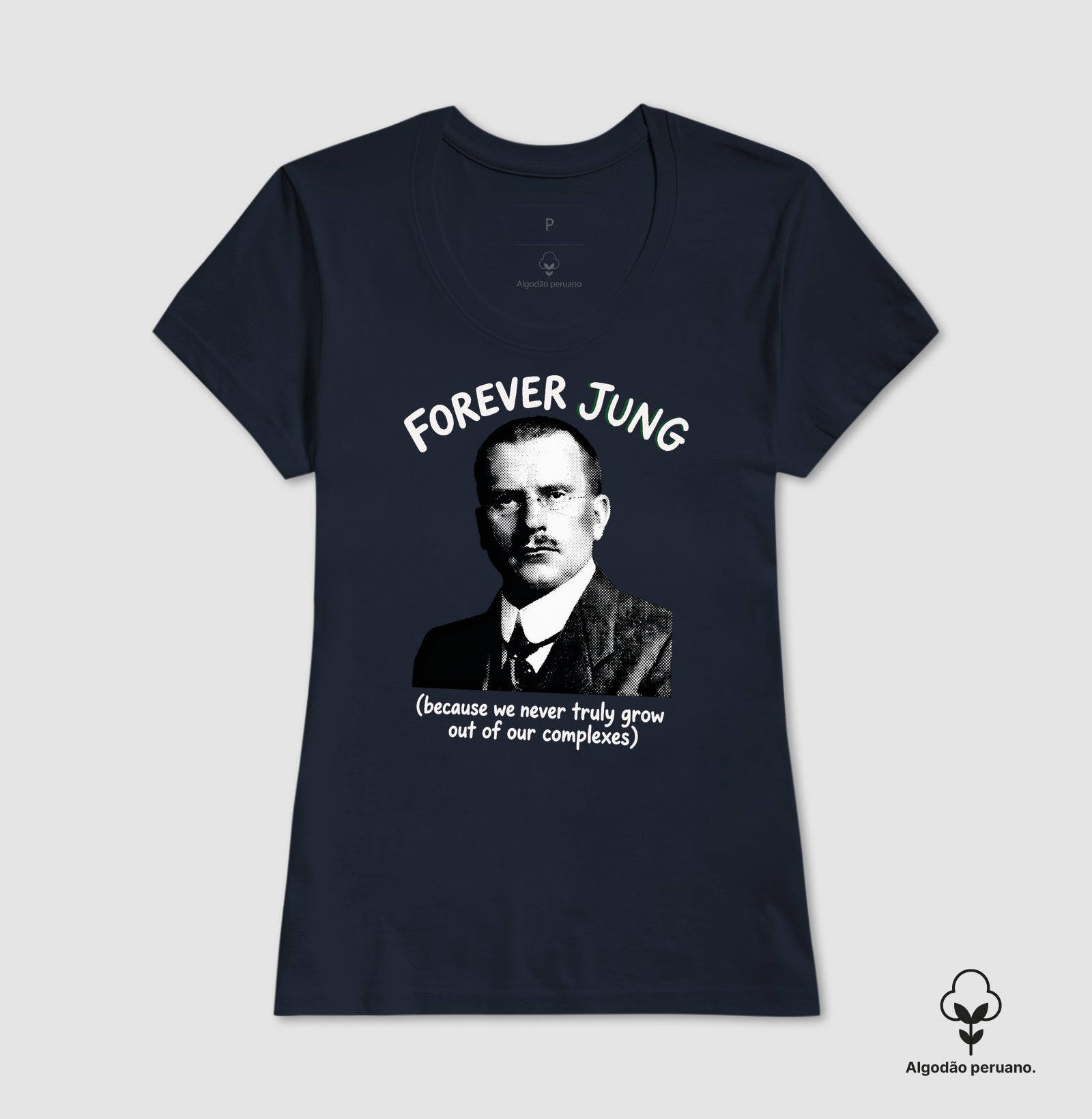 Camiseta Algodão Peruano Psicanalítica Carl Jung - Forever Jung (Complexes) | Retrô Noir
