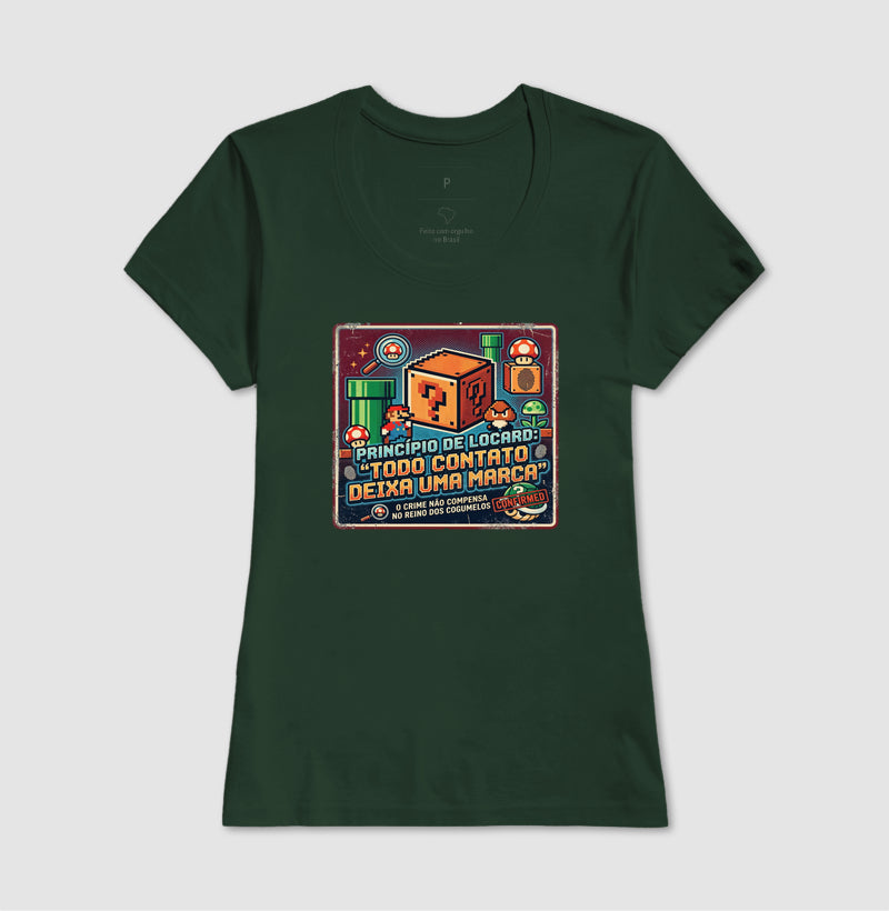 Camiseta Criminalística Princípio de Locard - Todo Contato Deixa uma Marca Rastro | Retrô Gamer
