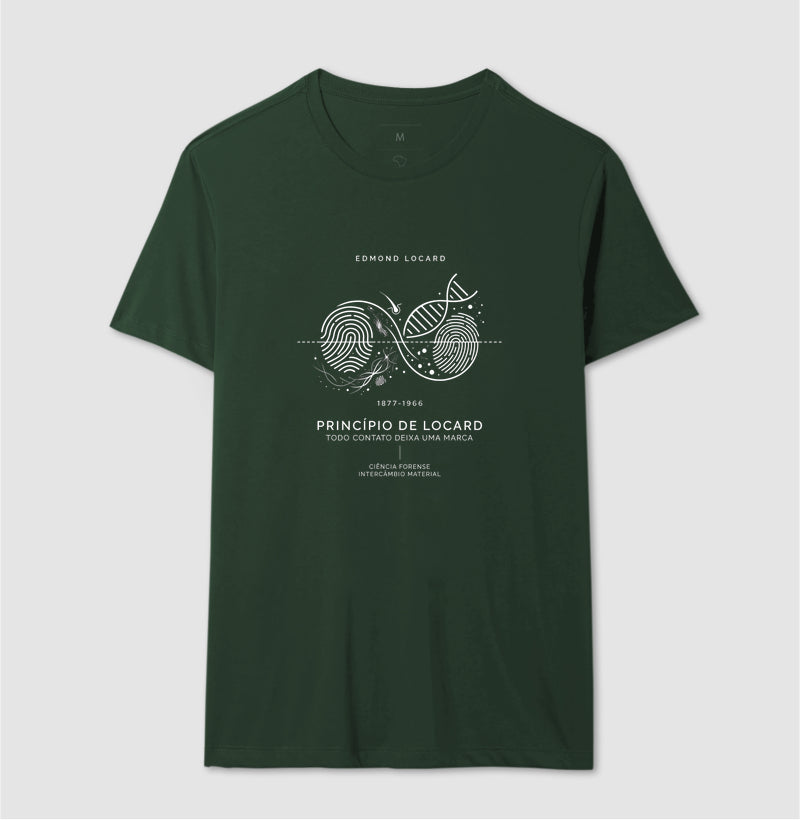 Camiseta Criminalística - Princípio de Locard (Intercâmbio Material) | Minimalista Premium