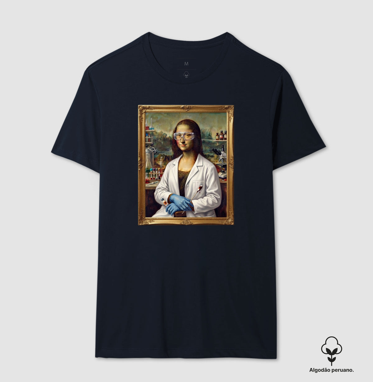 Camiseta Algodão Peruano "Mona Lisa Perita" | A Gioconda no Laboratório Forense