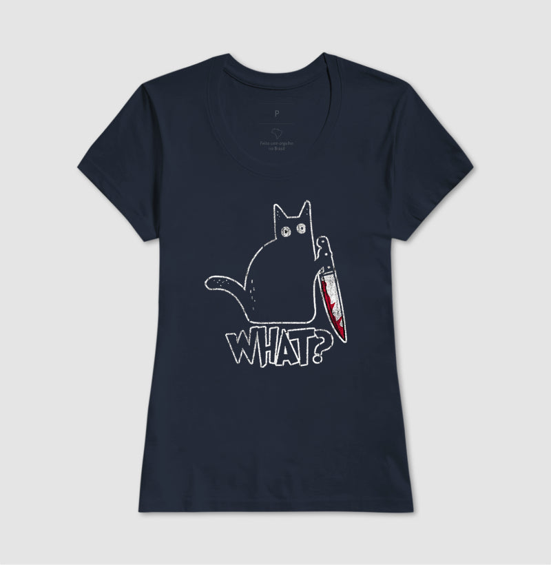Camiseta Gato "What?" | O Suspeito Sem Remorso