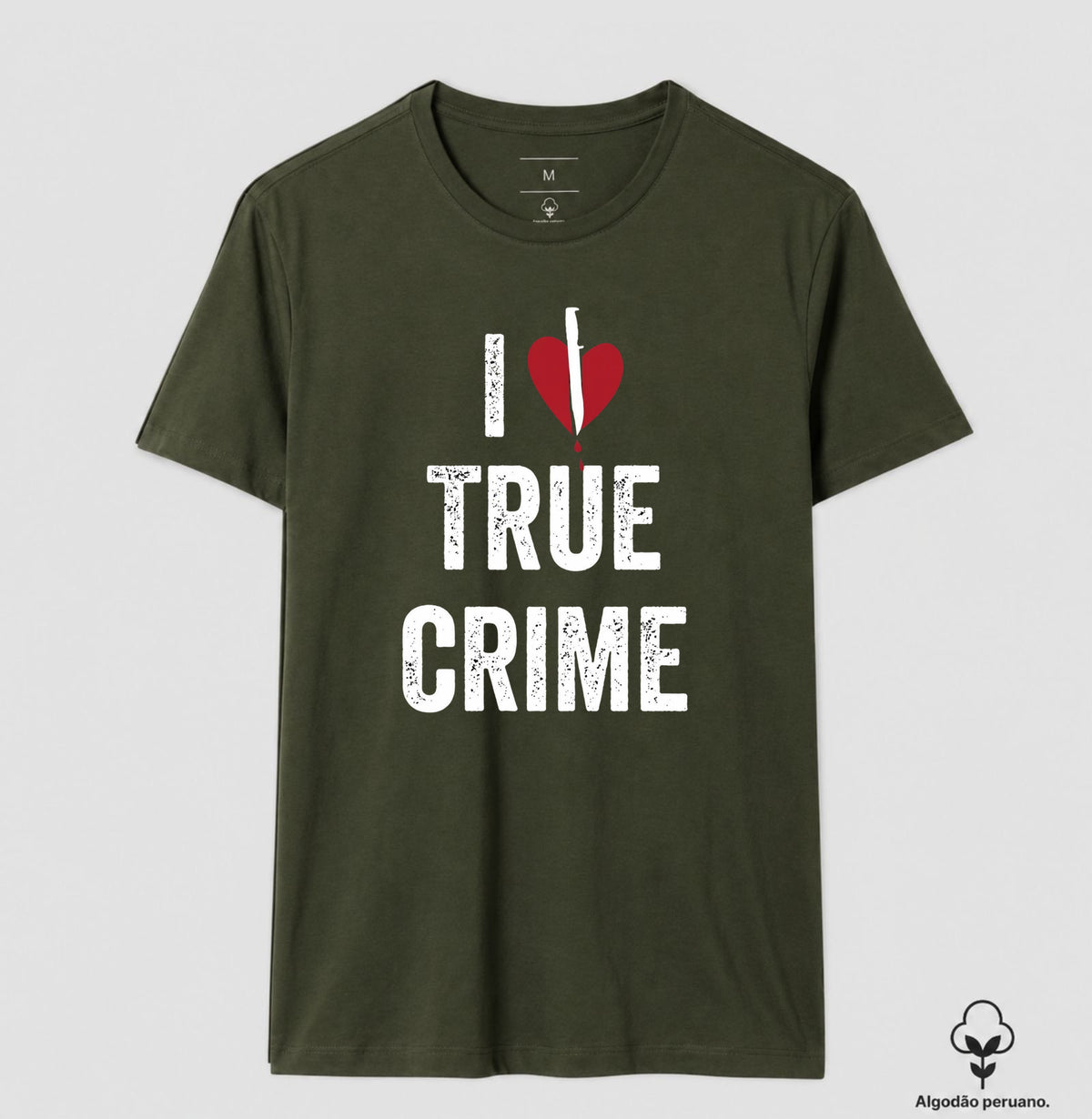 Camiseta Algodão Peruano "I ❤️ True Crime" | Paixão por Investigação & Mistério