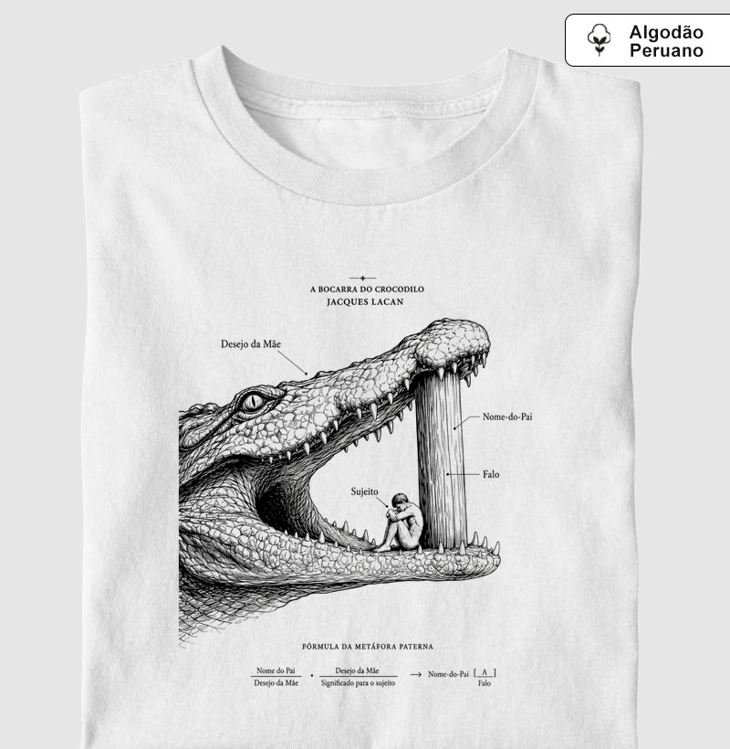 Camiseta Algodão Peruano Psicanálise "A Bocarra do Crocodilo" | Jacques Lacan e a Metáfora Paterna