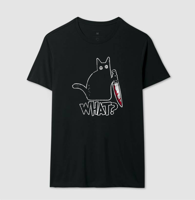 Camiseta Gato "What?" | O Suspeito Sem Remorso