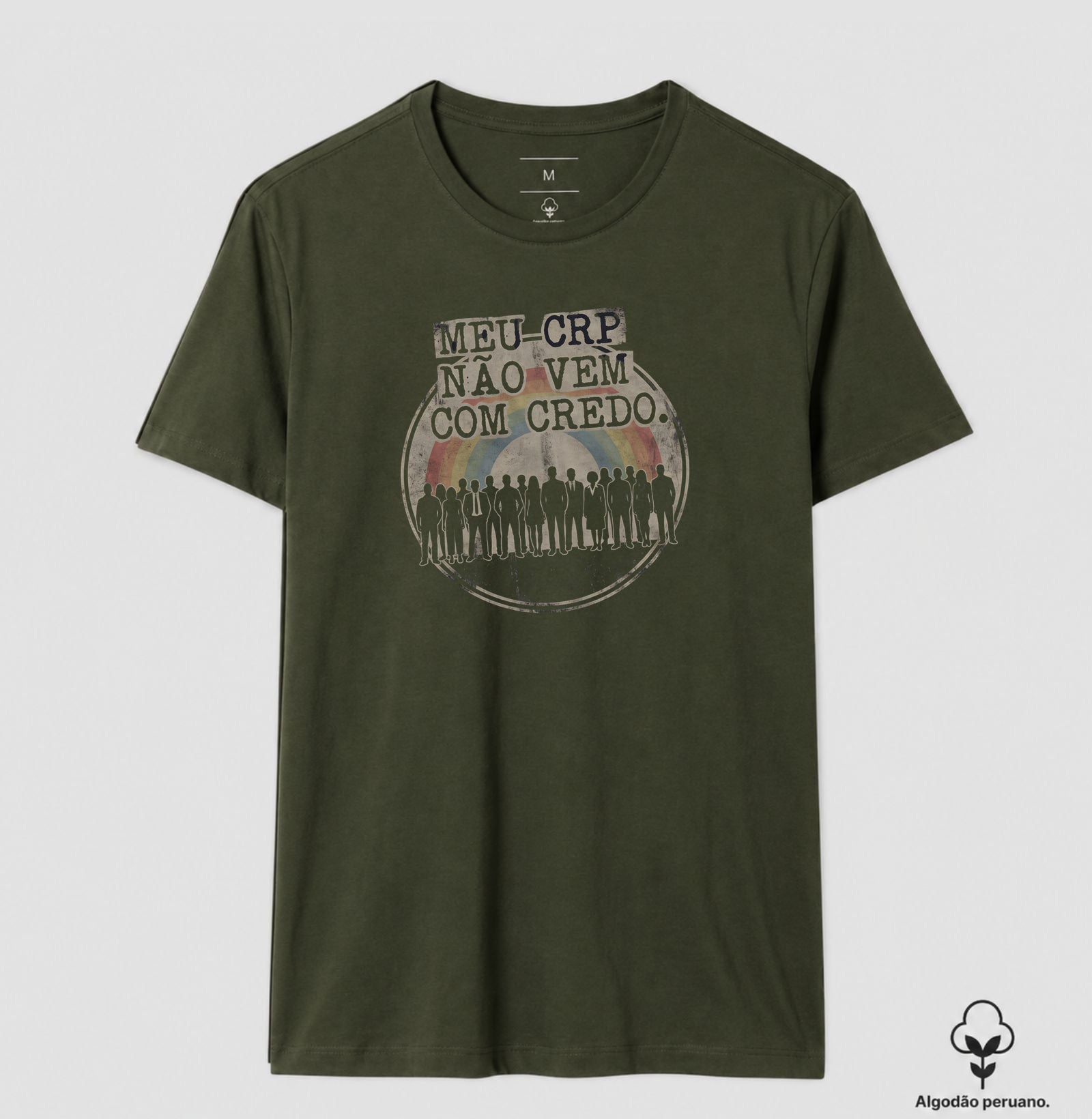 Camiseta Algodão Peruano "Meu CRP Não Vem Com Credo" | Psicologia Laica, Ética e Diversidade