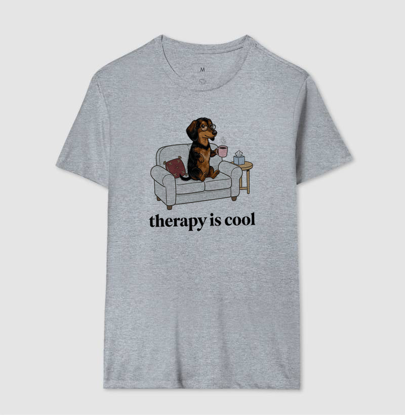 Camiseta 'Therapy is Cool' Cachorro Salsicha | Saúde Mental