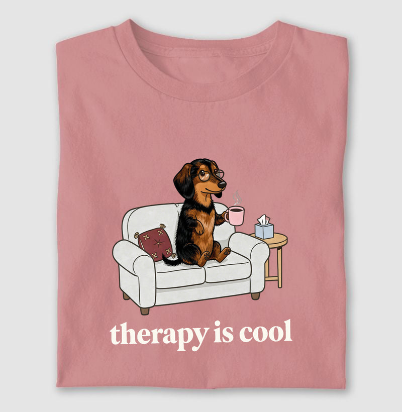 Camiseta 'Therapy is Cool' Cachorro Salsicha | Saúde Mental