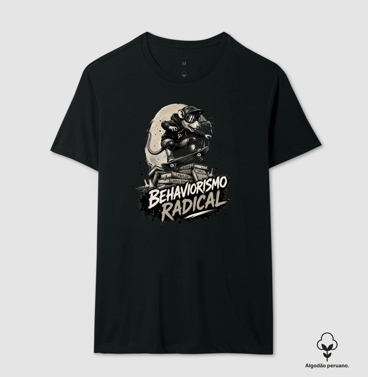 Camiseta Algodão Peruano Psicologia "Behaviorismo Radical" | Skate Rat & B.F. Skinner