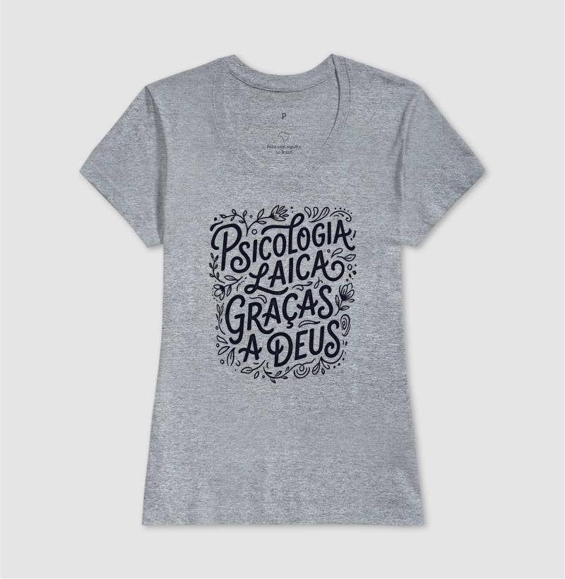 Camiseta "Psicologia Laica Graças a Deus" | Edição Hand Lettering
