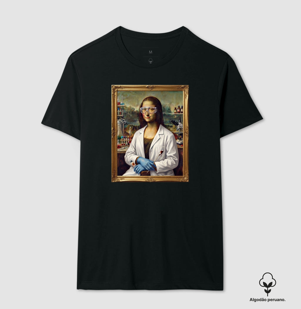 Camiseta Algodão Peruano "Mona Lisa Perita" | A Gioconda no Laboratório Forense